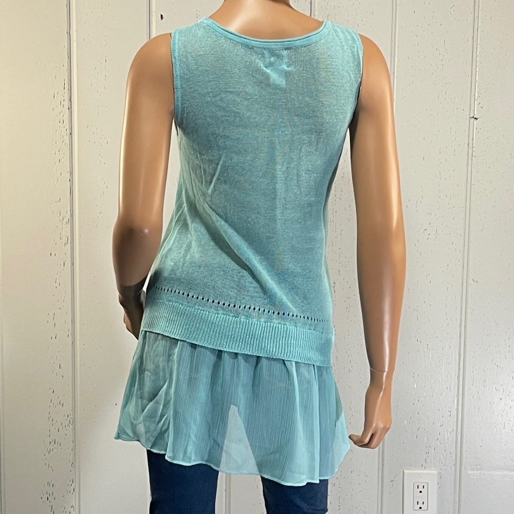 *August Moon Women's Light Blue Knit Tank Top Sz S - Picture 5 of 7